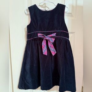 Strasburg Girls Dark Blue Velvet Jumper Dress